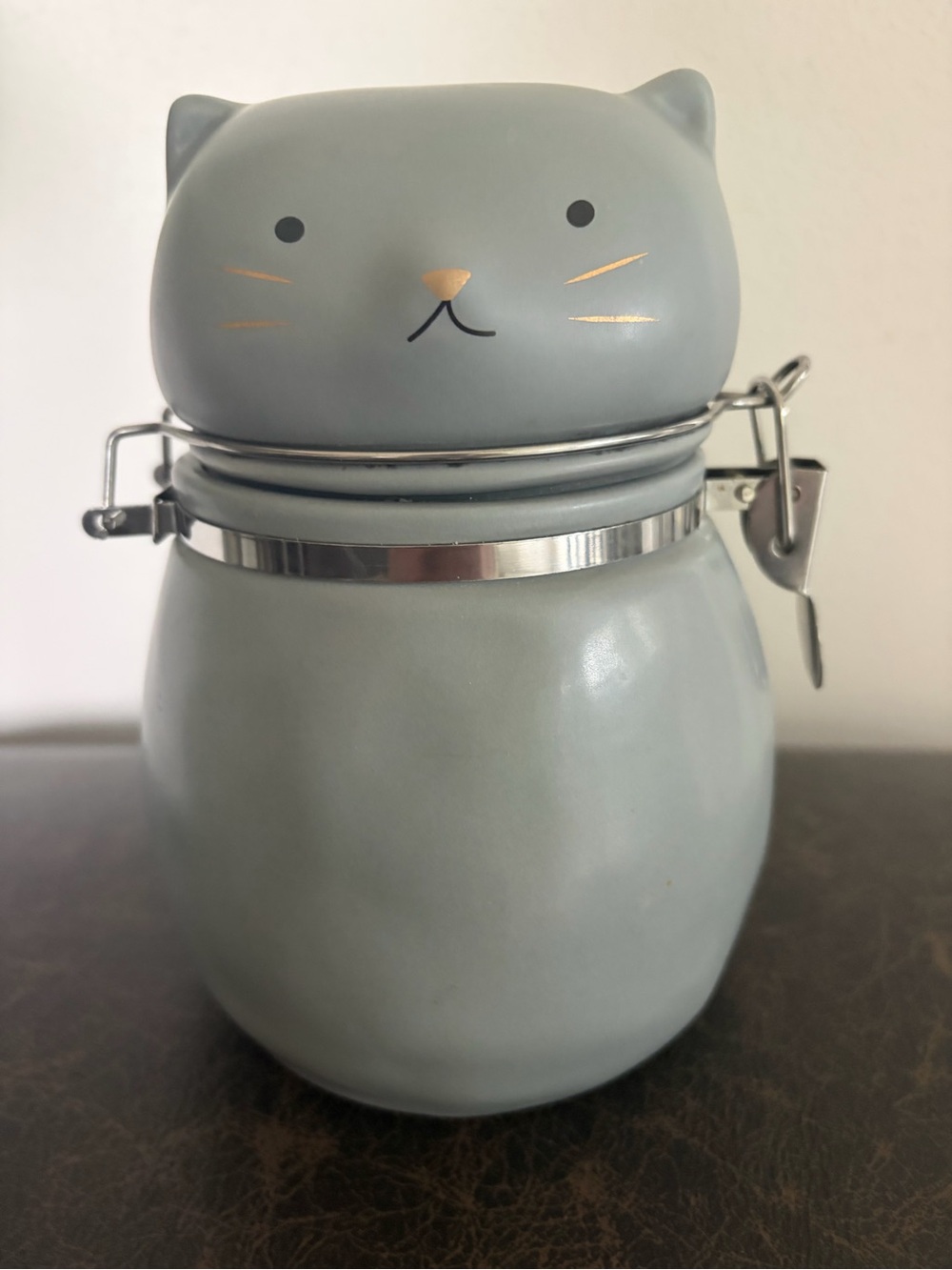 Ceramic Cat Treat Jar - Gray